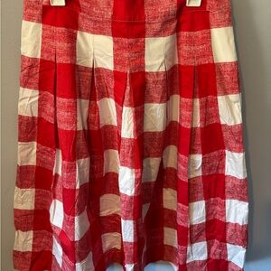 Talbots Red and White Midi A-Line Skirt